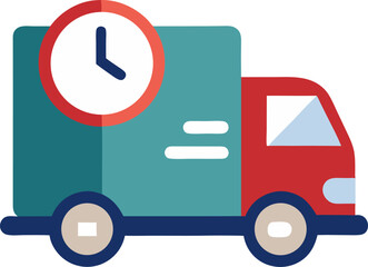 delivery truck with clock express delivery icon