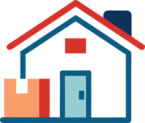 home delivery icon with house and box