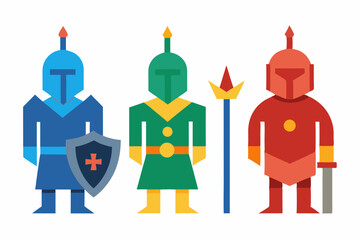 set of Medieval Knight icon silhouette vector illustration