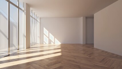 Bright modern empty interior space urban apartment architectural minimalist natural light