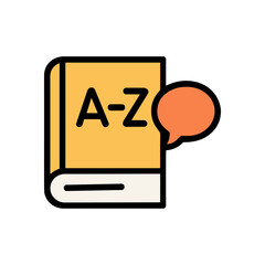 Talking alphabet book for learning. Icon symbol illustration