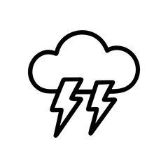 Cartoon cloud with lightning bolts. Icon symbol illustration