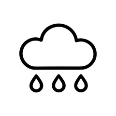 Rain cloud icon with three raindrops. Icon symbol illustration