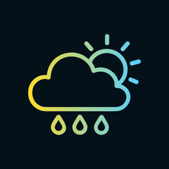 Sunshine partially obscured by raincloud. Icon symbol illustration