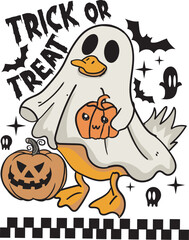 Halloween Goose Trick or Treat Spooky Goose T shirt Design