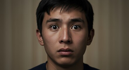 A Young Man's Shock: Close-Up Portrait