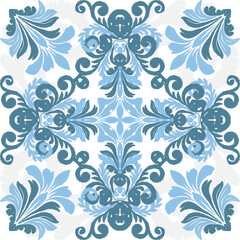 Elegant Blue Baroque Floral Seamless Pattern, seamless patterns design for decorative, wall, wallpaper, wrapping paper, fabric, silk, scarf, book, wall, backdrop and etc. abstract background.