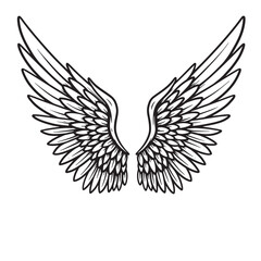 Obraz premium Detailed silhouette of angel wings presented in a black and white style ideal for design and tattoo concepts