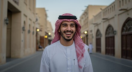 Smiling Arabian Man in Traditional Clothing