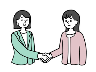 Women shaking hands　握手する女性　