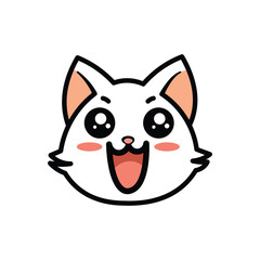 Adorable Smiling Feline Character Icon
