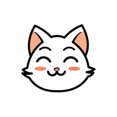 Fototapeta premium Kawaii Cartoon Kitten Head with Happy Closed Eyes