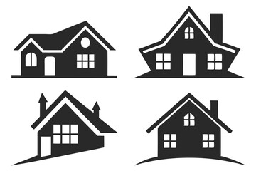 set of House and Real Estate silhouette vector illustration