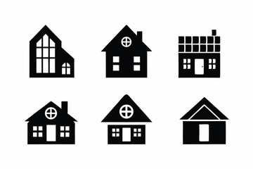 set of House and Real Estate icon  silhouette vector illustration