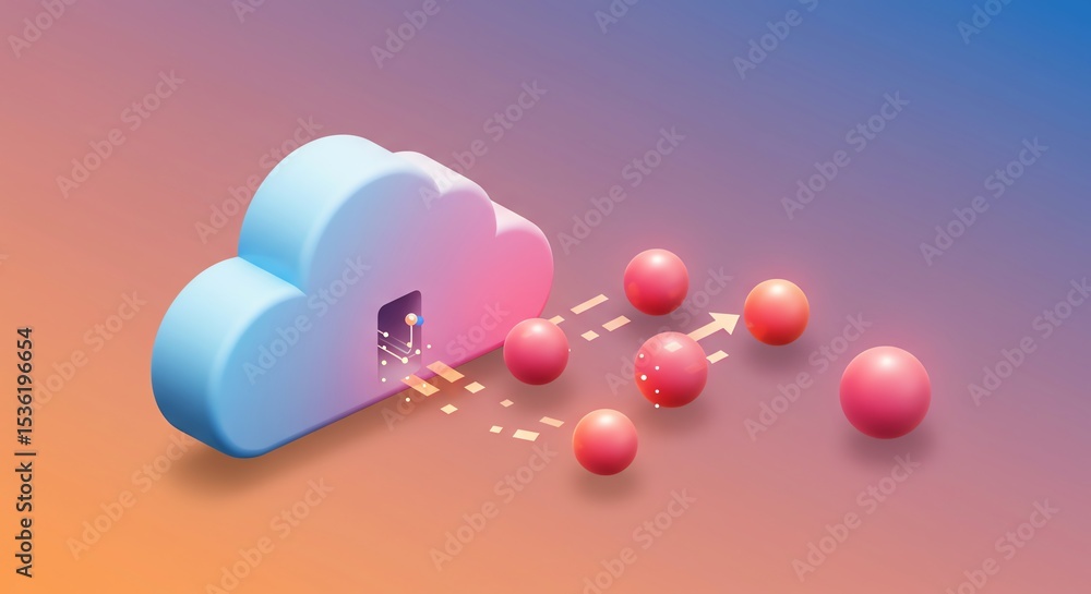 Poster cloud computing data transfer network concept illustration