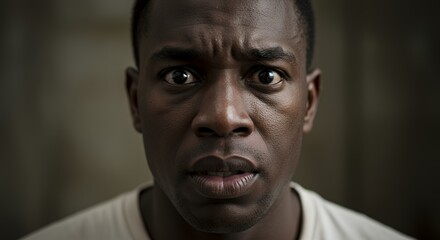 A Close-Up Portrait of a Shocked Man