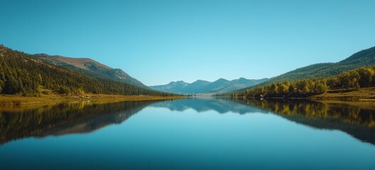 Serene Mountain Lake Reflection Peaceful Nature Scene Tranquil Waterscape