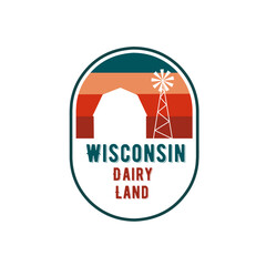 Wisconsin Dairy Land Badge in Sunset