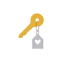 House key icon. Real estate symbol. Rent symbol. Mortgage sign. Residential property isolated illustration. Home key pictogram. Realtor service logo.