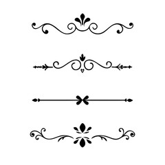 Text dividers with hearts doodle set. Wedding decorative elements. Divider ornament, borders, lines. Hand drawn vector illustration isolated on white background
