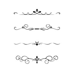 Obraz premium Text dividers with hearts doodle set. Wedding decorative elements. Divider ornament, borders, lines. Hand drawn vector illustration isolated on white background 