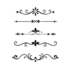 Obraz premium Text dividers with hearts doodle set. Wedding decorative elements. Divider ornament, borders, lines. Hand drawn vector illustration isolated on white background 