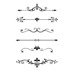 Text dividers with hearts doodle set. Wedding decorative elements. Divider ornament, borders, lines. Hand drawn vector illustration isolated on white background
