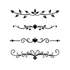 Set of decorative text dividers. hand drawn vector illustration on white background
