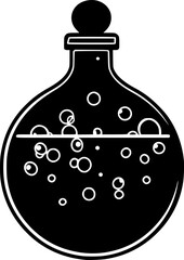 Obraz premium Black Silhouette Vector of Laboratory Flask with Bubbles