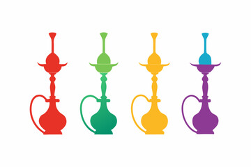 set of Hookah icon silhouette vector illustration