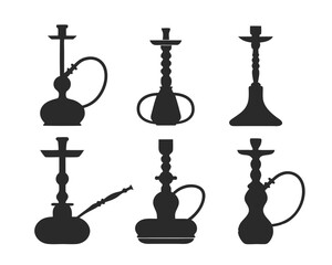 set of Hookah icon silhouette vector illustration