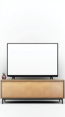 Blank screen of a retro TV on a vintage cabinet with nostalgic decorations Illustration style.