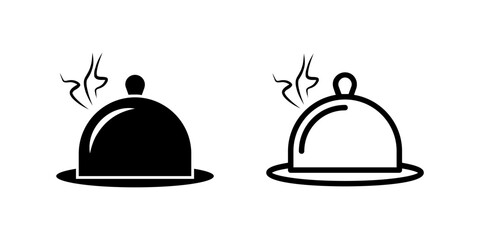A cloche food cover icon, perfect for representing room service, fine dining, restaurant, and hotel hospitality services.