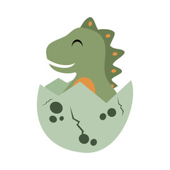 Cute baby dinosaurs clipart. Cute fantasy animal clipart. Hand draw vector illustration in flat style