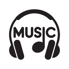 Obraz premium Music Note with Headphones Icon Vector for Audio and Music Apps