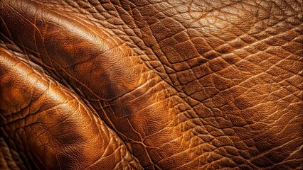 Rich, Deep Brown Leather Texture A Detailed Close-Up Showing Natural Grain and Wrinkles