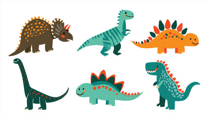 Cute Cartoon Dinosaur Vector Collection