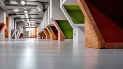 Colorful futuristic design for educational spaces with modern aesthetics and geometry