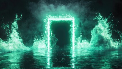 Emerald fire portal on water