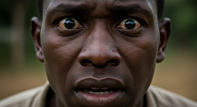 Close-up Portrait of a Man Showing Shock and Fear