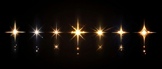 Seven stars of varying brightness and design on a dark background