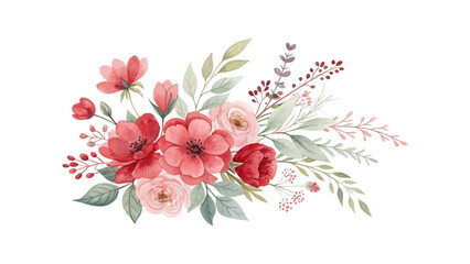 Floral watercolor banner and frame design with hand drawn peonies, eucalyptus and gypsophila branches on white background perfect for romantic invitations and wedding cards