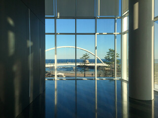 Image capturing diverse architectural styles and forms of a hotel exterior.