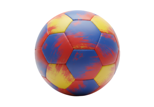 Soccer Ball with Colorful Design Isolated on Black
