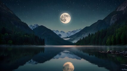moon over the lake