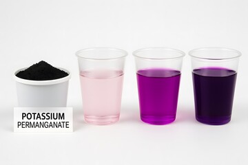 Violet Potassium Permanganate Solution in Clear Glassware - Chemical Experiment and Reactions