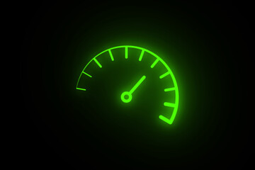 Neon Speedometer sign andtachometer icon. Bright Speedometer indicator icon collection. Lighting Speed indicator icon. Fast speed sign. Internet car speed. Rating Speed Meter. Car speed, fuel. 