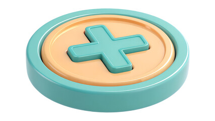 Obraz premium 3d Blue and Orange Medical Plus Icon Isolated on Transparent Background for Health App and Interface Design