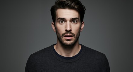 Fototapeta premium Astonished Man Portrait: A Close-Up Look of Shock and Surprise