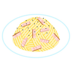 カルボナーラスパゲッティのイラスト